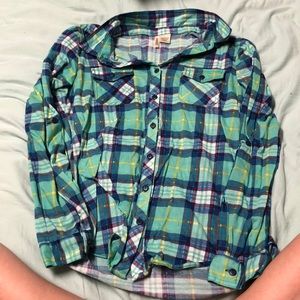Long sleeve green plaid button up
